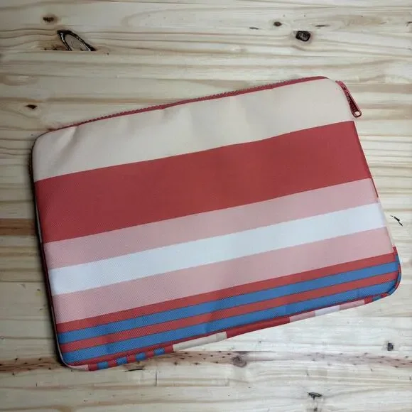 Herschel Womens Laptop Sleeve Case Bag Striped Red Blue Zipper - Picture 5 of 8